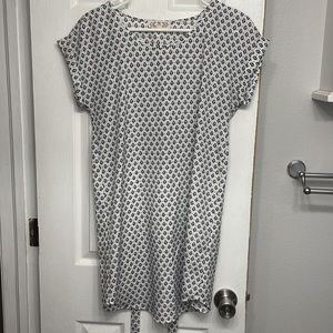 Last Chance! Pink Rose Black and White Printed Dress with Tie sz S